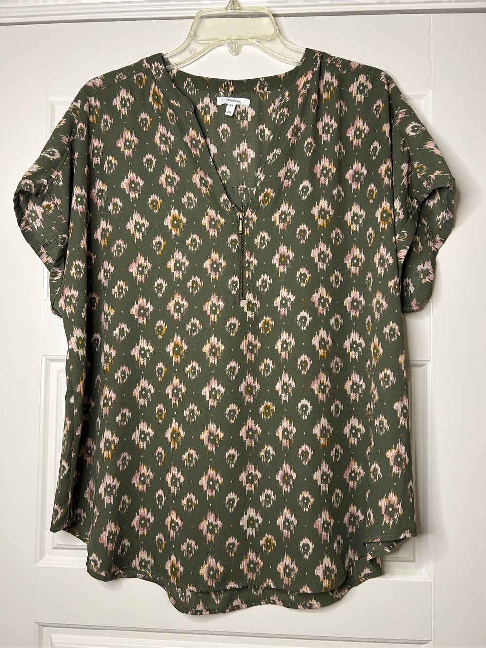 Maurices Green and Pink Patterned Blouse